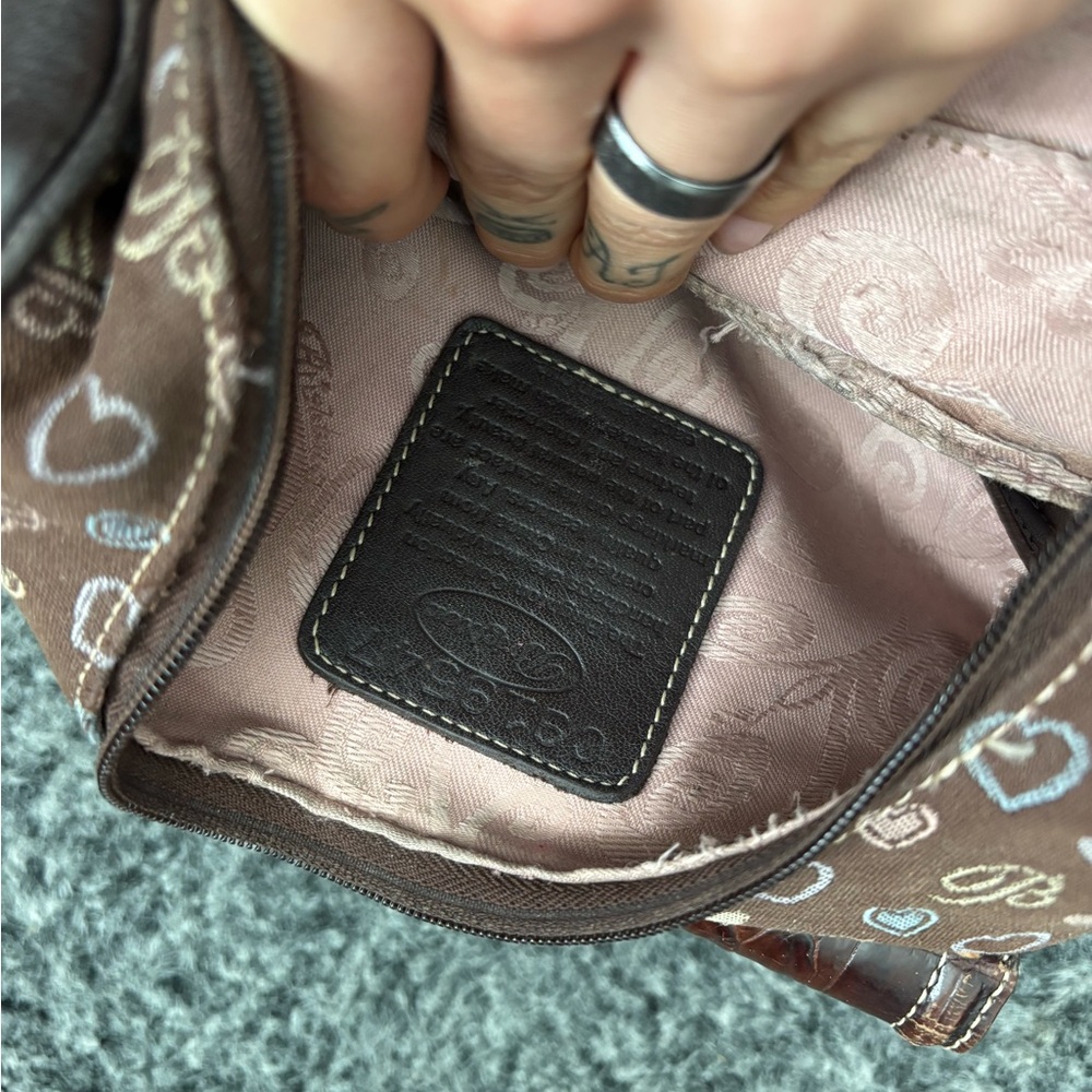 Brown Heart Pattern Backpack - Picture 3 of 12